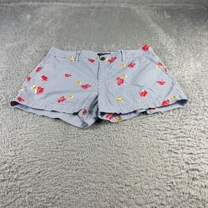 Old Navy Everyday Shorts Size 8 Blue White Pinstripe Red Floral Cotton Summer